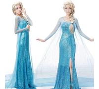 NQYZZFA Adult Elsaqueen Dress Princess Costume Ice Snow Queen Fancy Dress Up Snowflake Tulle Gown for Halloween Cosplay Christmas Party,Blue,XXL
