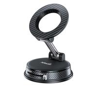 NRadio Magnetic Car Phone Holder, Innovative Dual-axis Metal Rod Structure | 360° Adjustable | Nano-Gel Vacuum Suction Cup Magnetic Mount | Pocket-Sized Foldable,Suitable for car/Gym/Mirror mounting