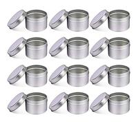 NRANSON Candle Jars with Lids Bulk,12 PCS 8 OZ Decorative Round Metal Candle Tins, Reusable Candle Containers for DIY Candle Making, Arts Crafts Supplies, Dry Storage, Party Favors (Silver,12)