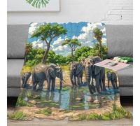 NRAOPEVVD 3D Printed Elephant Throw Blanket Soft And Warm Super Soft Cozy Fuzzy Warm Throws with Anti-wrinkle/anti-tarnishing Lightweight for Sofa Bed Decor Bedroom Decor 80x90inch(200x230cm)