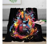 NRAOPEVVD 3D Printed Guitar Blankets Soft And Warm Super Soft Cozy Fuzzy Warm Throws with Anti-wrinkle/anti-tarnishing Lightweight for Home Couch Bed Sofa Cozy Warm 60x80inch(150x200cm)