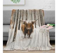 NRAOPEVVD 3D Printed Highland Cattle Throw Blanket Soft And Warm Super Soft Cozy Fuzzy Warm Throws with Anti-wrinkle/anti-tarnishing Lightweight for Sofa Bed Decor Bedroom Decor 60x80inch(150x200cm)