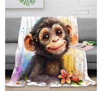 NRAOPEVVD 3D Printed Monkey Throw Blanket Soft And Warm Super Soft Cozy Fuzzy Warm Throws with Anti-wrinkle/anti-tarnishing Lightweight for Sofa Bed Decor Bedroom Decor 40x50inch(100x130cm)