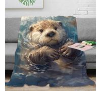 NRAOPEVVD 3D Printed Otter Throw Blanket Fluffy Soft Cozy Super Soft Cozy Fuzzy Warm Throws with Anti-wrinkle/anti-tarnishing Lightweight for Baby Kids Adults Girls Boy 50x60inch(127x152cm)