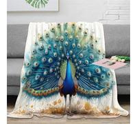 NRAOPEVVD 3D Printed Peacock Blanket Soft And Warm Super Soft Cozy Fuzzy Warm Throws with Anti-wrinkle/anti-tarnishing Lightweight for Baby Kids Adults Girls Boy 80x90inch(200x230cm)