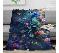 NRAOPEVVD 3D Printed Peacock Blanket Ultra-soft Super Soft Cozy Fuzzy Warm Throws with Anti-wrinkle/anti-tarnishing Lightweight for Home Couch Bed Sofa Cozy Warm 40x50inch(100x130cm)