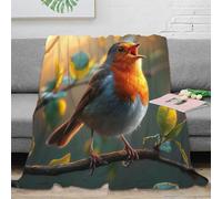 NRAOPEVVD 3D Printed Robin Bird Blankets Soft And Warm Super Soft Cozy Fuzzy Warm Throws with Anti-wrinkle/anti-tarnishing Lightweight for Bed And Sofa And Couch, Kids Adults 40x50inch(100x130cm)