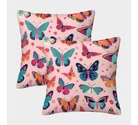 NRAOPEVVD Butterfly Cushion Cover Set of 2 Decorative Machine Washable Pillowcases Square Pillow Cases with Invisible Zipper Cushion Covers For Livingroom Sofa Bedroom Throw Pillow Cases 40x40cm