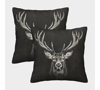 NRAOPEVVD Deer Cushion Cover 2 Pack Soft Decorative Machine Washable Pillowcases Square Cushions with Invisible Zipper Cushion Covers for Living Room Sofa Couch Bed Throw Pillow Cases 50x50cm