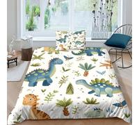 NRAOPEVVD Dinosaur Duvet Cover 3 PCS Hotel Quality Quilt Cover Bedding Sets Bed Covers with Pillowcases with Zipper Closure Hypoallergenic Soft Breathable Microfiber Single（135x200cm）