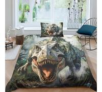 NRAOPEVVD Dinosaur Duvet Cover Set 3 PCS Hotel Quality Quilt Cover Bedding Set Bed Covers with Pillowcases with Zipper Closure Hypoallergenic Soft Breathable Microfiber Single（135x200cm）