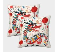 NRAOPEVVD Dragon Cushion Cover 2 Pack Decorative Machine Washable Pillowcases Square Pillow Cases with Invisible Zipper Cushion Covers for Sofa Car Bed Outdoor Decor Throw Pillow Case 40x40cm