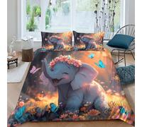 NRAOPEVVD Elephant Duvet Cover Set 3 PCS Hotel Quality Quilt Cover Bedding Bed Covers with Pillowcases with Zipper Closure Breathable Stylish Comforter King（220x240cm）