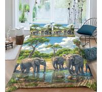 NRAOPEVVD Elephant Duvet Cover Set 3 PCS Hotel Quality Quilt Cover Bedding Sets Bed Covers with Pillowcases with Zipper Closure Ultra Soft Hypoallergenic Microfiber King（220x240cm）