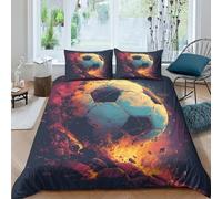NRAOPEVVD Football 3D Printed Duvet Cover Set Bedding Set,Soft Microfiber Pillowcases,Hidden Zipper Quilt Cover Easy Care Comforter Cover for Kids Boys Girls Teens Double（200x200cm）