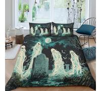 NRAOPEVVD Halloween Ghosts And Monsters Duvet Cover Sets 3 PCS Hotel Quality Quilt Cover Bed Sets Bed Covers with Pillowcases with Zipper Closure Ultra Soft Anti Allergic Microfiber King（220x240cm）