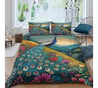 NRAOPEVVD Peacock Duvet Cover 3 PCS Hotel Quality Quilt Cover Bedding Sets Bed Covers with Pillowcases with Zipper Closure Ultra Soft Hypoallergenic Microfiber King（220x240cm）