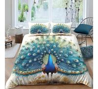 NRAOPEVVD Peacock Duvet Cover Set 3 PCS Hotel Quality Quilt Cover Bedding Sets Bed Covers with Pillowcases with Zipper Closure Ultra Soft Anti Allergic Microfiber Double（200x200cm）