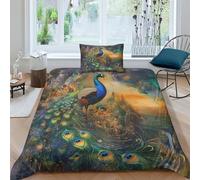NRAOPEVVD Peacock Duvet Cover Sets 3 PCS Hotel Quality Quilt Cover Bed Sets Bed Covers with Pillowcases with Zipper Closure Breathable Stylish Comforter Single（135x200cm）