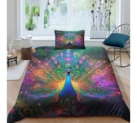 NRAOPEVVD Peacock Duvet Cover Sets 3 PCS Hotel Quality Quilt Cover Bedding Bed Covers with Pillowcases with Zipper Closure Hypoallergenic Soft Breathable Microfiber Single（135x200cm）