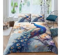 NRAOPEVVD Peacock Duvet Cover Sets 3 PCS Hotel Quality Quilt Cover Bedding Sets Bed Covers with Pillowcases with Zipper Closure Hypoallergenic Soft Breathable Microfiber King（220x240cm）