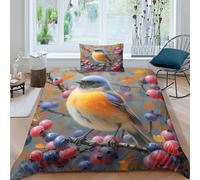 NRAOPEVVD Robin Bird Duvet Cover Sets 3 PCS Hotel Quality Quilt Cover Bedding Sets Bed Covers with Pillowcases with Zipper Closure Hypoallergenic Soft Breathable Microfiber Single（135x200cm）