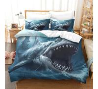 NRAOPEVVD Shark Duvet Cover 3 PCS Hotel Quality Quilt Cover Bed Sets Bed Covers with Pillowcases with Zipper Closure Hypoallergenic Soft Breathable Microfiber Single（140x200cm）
