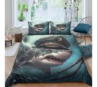 NRAOPEVVD Shark Duvet Cover 3 PCS Hotel Quality Quilt Cover Bedding Set Bed Covers with Pillowcases with Zipper Closure Ultra Soft Anti Allergic Microfiber King（220x240cm）