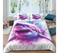 NRAOPEVVD Shark Duvet Cover Set with Pillowcase Duvet Quilt Cover 3D Bedding Set for Kids Boys Girls Teens Microfiber Comforter Cover Hidden Zipper Double（200x200cm）
