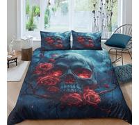 NRAOPEVVD Skull Duvet Cover 3 PCS Hotel Quality Quilt Cover Bedding Bed Covers with Pillowcases with Zipper Closure Ultra Soft Hypoallergenic Microfiber King（220x240cm）