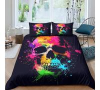NRAOPEVVD Skull Duvet Cover 3 PCS Hotel Quality Quilt Cover Bedding Set Bed Covers with Pillowcases with Zipper Closure Ultra Soft Hypoallergenic Microfiber King（220x240cm）