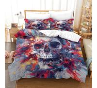 NRAOPEVVD Skull Duvet Cover Sets 3 PCS Hotel Quality Quilt Cover Bedding Bed Covers with Pillowcases with Zipper Closure Ultra Soft Hypoallergenic Microfiber Super King（260x220cm）
