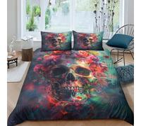 NRAOPEVVD Skull Duvet Cover Sets 3 PCS Hotel Quality Quilt Cover Bedding Set Bed Covers with Pillowcases with Zipper Closure Ultra Soft Anti Allergic Microfiber Double（200x200cm）