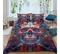 NRAOPEVVD Skull Duvet Cover Sets 3 PCS Hotel Quality Quilt Cover Bedding Sets Bed Covers with Pillowcases with Zipper Closure Ultra Soft Hypoallergenic Microfiber King（220x240cm）