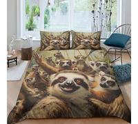 NRAOPEVVD Sloth Duvet Cover Set 3 PCS Hotel Quality Quilt Cover Bedding Sets Bed Covers with Pillowcases with Zipper Closure Breathable Stylish Comforter Double（200x200cm）