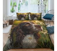 NRAOPEVVD Springer Spaniel Duvet Cover Set 3 PCS Hotel Quality Quilt Cover Bedding Set Bed Covers with Pillowcases with Zipper Closure Ultra Soft Anti Allergic Microfiber King(220x240cm)