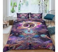 NRAOPEVVD Sun Moon Duvet Cover Set 3 PCS Hotel Quality Quilt Cover Bedding Bed Covers with Pillowcases with Zipper Closure Hypoallergenic Soft Breathable Microfiber Double（200x200cm）