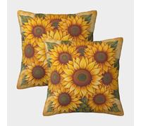 NRAOPEVVD Sunflower Cushion Cover 2 Pack Decorative Machine Washable Pillowcases Square Pillow Cases with Invisible Zipper Cushion Covers for Living Room Sofa Couch Bed Throw Pillow Case 45x45cm