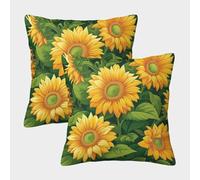 NRAOPEVVD Sunflower Cushion Cover Set of 2 Decorative Machine Washable Pillowcases Square Cushions with Invisible Zipper Cushion Covers for Sofa Couch Home Bedroom Throw Pillow Case 40x40cm