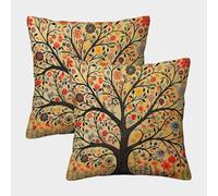 NRAOPEVVD Tree of Life Cushion Cover 2 Pack Decorative Machine Washable Pillowcases Square Pillow Cases with Invisible Zipper Cushion Covers for Sofa Car Bed Outdoor Decor Throw Pillow Cases 45x45cm