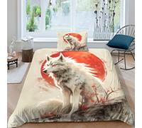 NRAOPEVVD Wolf Duvet Cover Sets 3 PCS Hotel Quality Quilt Cover Bed Sets Bed Covers with Pillowcases with Zipper Closure Hypoallergenic Soft Breathable Microfiber Single（135x200cm）