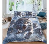 NRAOPEVVD Wolf Duvet Cover Sets 3 PCS Hotel Quality Quilt Cover Bedding Bed Covers with Pillowcases with Zipper Closure Ultra Soft Hypoallergenic Microfiber Double（200x200cm）