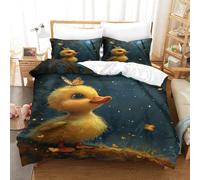 NRAOPEVVD Yellow Duck Duvet Cover 3 PCS Hotel Quality Quilt Cover Bedding Bed Covers with Pillowcases with Zipper Closure Hypoallergenic Soft Breathable Microfiber Single（140x200cm）
