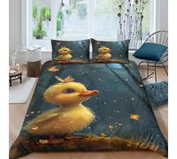 NRAOPEVVD Yellow Duck Duvet Cover 3 PCS Hotel Quality Quilt Cover Bedding Bed Covers with Pillowcases with Zipper Closure Hypoallergenic Soft Breathable Microfiber Double（200x200cm）