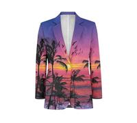 NRBEAWD Men's Casual Blazer Long Sleeve Suit Jackets Sports Coats One Button Business Jacket with Pocket S-5XL, Palm Tree Sunset, 3XL