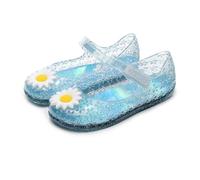 NRBMZYEN Girls Jelly Sandals Summer Jelly Shoes Princess Sandals Sweet Flowers Girls Breathable Hollow Shoes Slippers, Blue, 5 UK