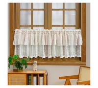 NRBMZYEN Short Curtain Rose Floral Pink Jacquard Double Layer Ruffled Short Curtains for Kitchen Decoration Small Window Tulle Drapes(1Piece 100 x 50CM)