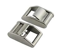 NRC&XRC 2 Pack Stainless Steel Black Lock Slider Buckles,Heavy Strap Release Buckle Adjustable Metal Buckle Fasteners (1inch SR), Silver, 25mm/1inch-Sliver