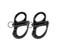 NRC&XRC Pair of 316 Stainless Steel Fixed Bail Snap Shackle for Bracelet, Sailboat,Boat Marine Stainless Steel Clip-Black-Black (Size: 2-5/8(69MM))
