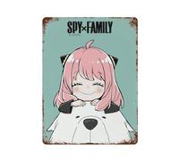 NRCKMIHRAE Anime Spy X Family Character Anya Forger Poster Wall Decor Art Metal Tin Poster Modern Home Decor Art Metal Poster Home Bar Shop Decorations Vintage Sign Gift 15.7"x11.8"